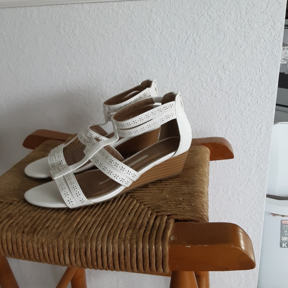 White Strap Wedge Sandals